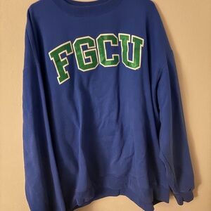 Champion Blue Sweatshirt with Green Lettering